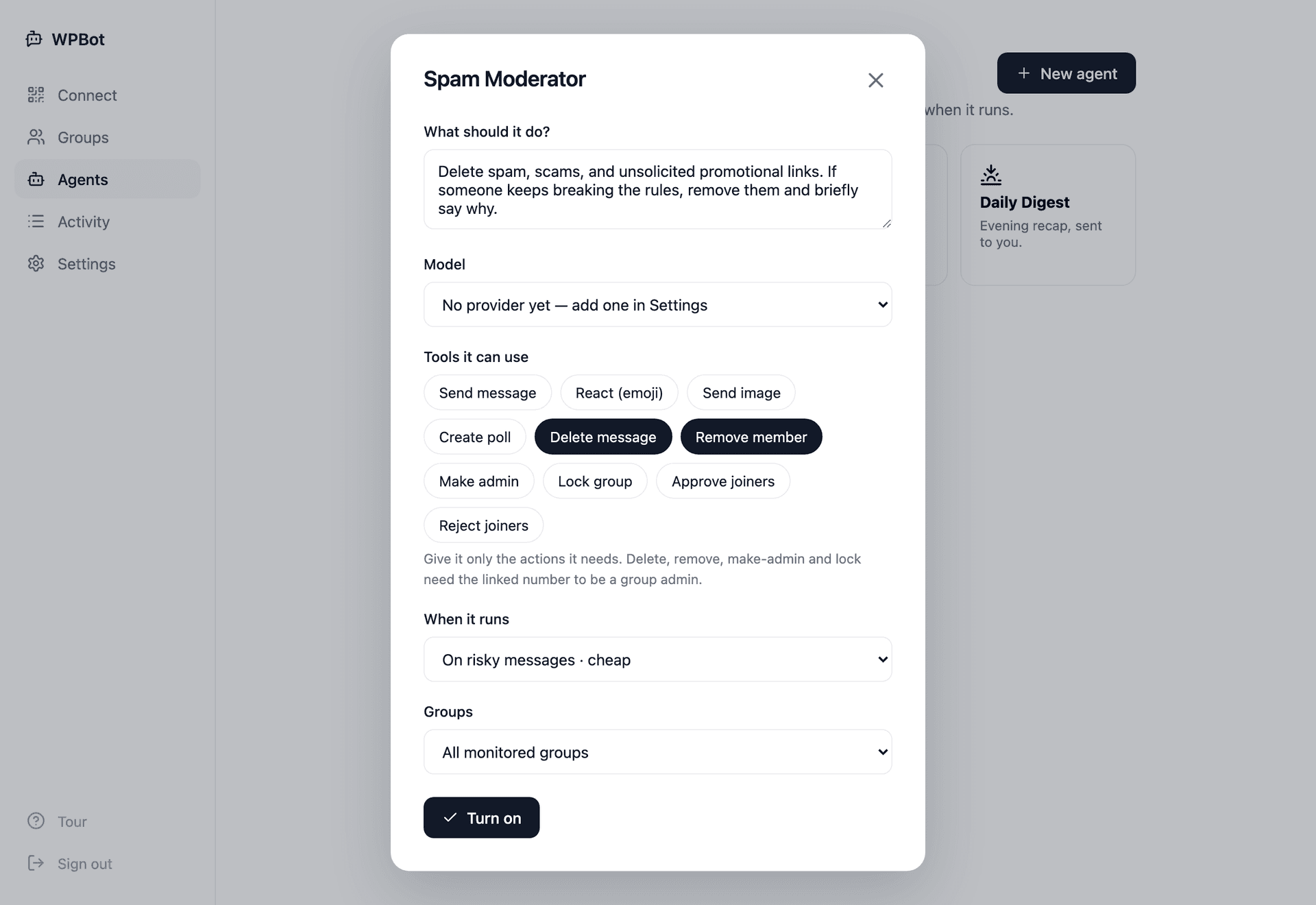 WPBot screenshot